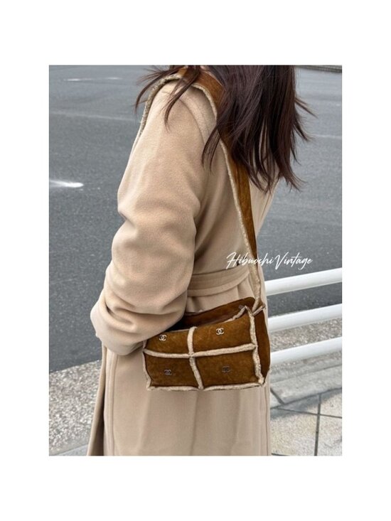 Chanel Handbags - Chanel CC Logo Quilted Shoulder Bag Brown Mouton Suede Vintage